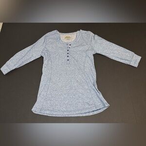 KLIM Silhouette Henley Shirt Womens Medium 3/4 Sleeve Blue Striped